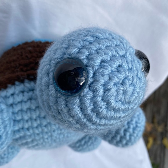 Handmade Crocheted Blue Turtle - Picture 7 of 8